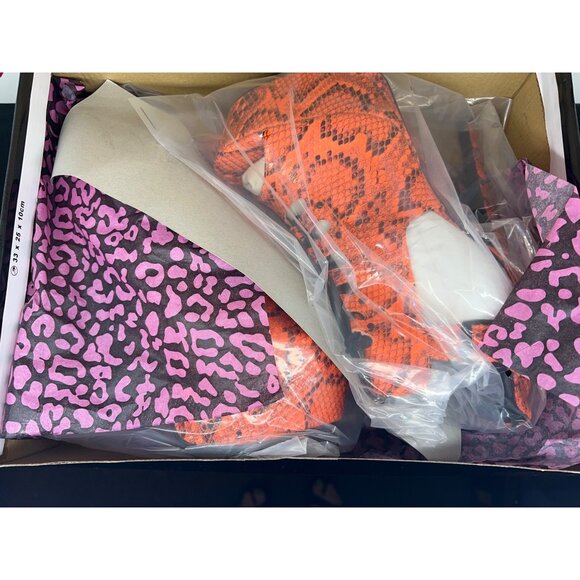 Dollhouse Womens Metro Orange Snakeskin Print Peep-Toe Platform Heels Size 8 - Picture 3 of 8